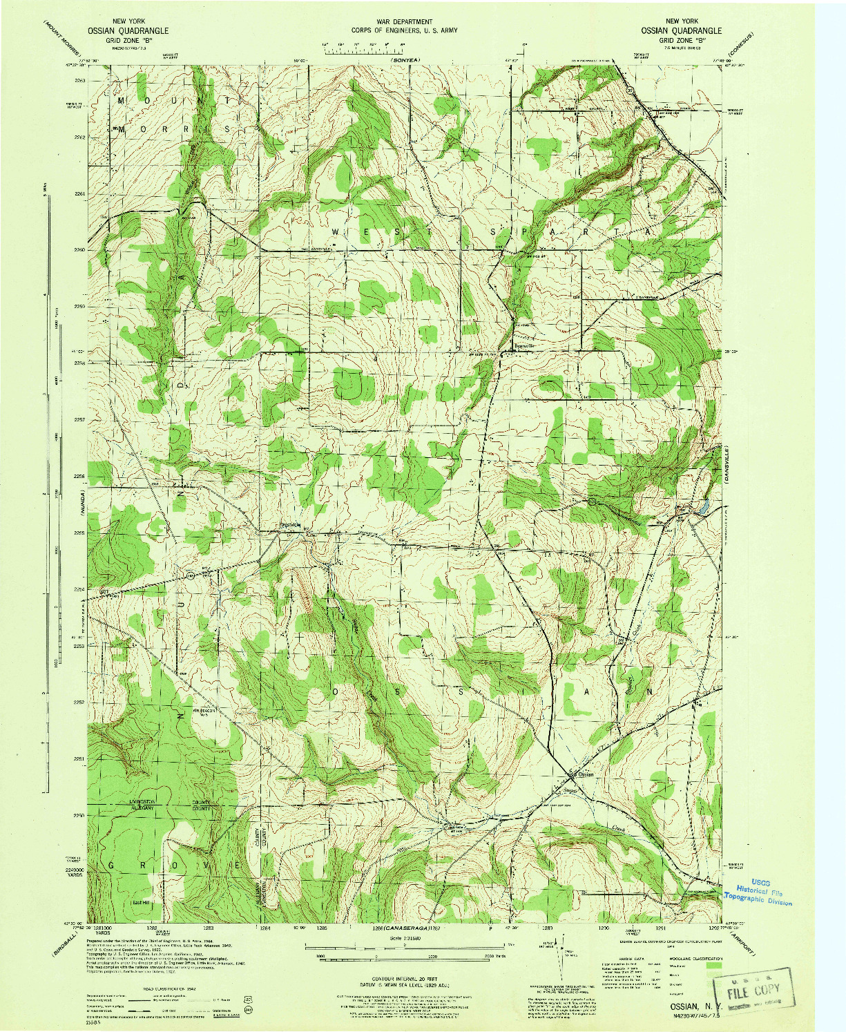 USGS 1:31680-SCALE QUADRANGLE FOR OSSIAN, NY 1944