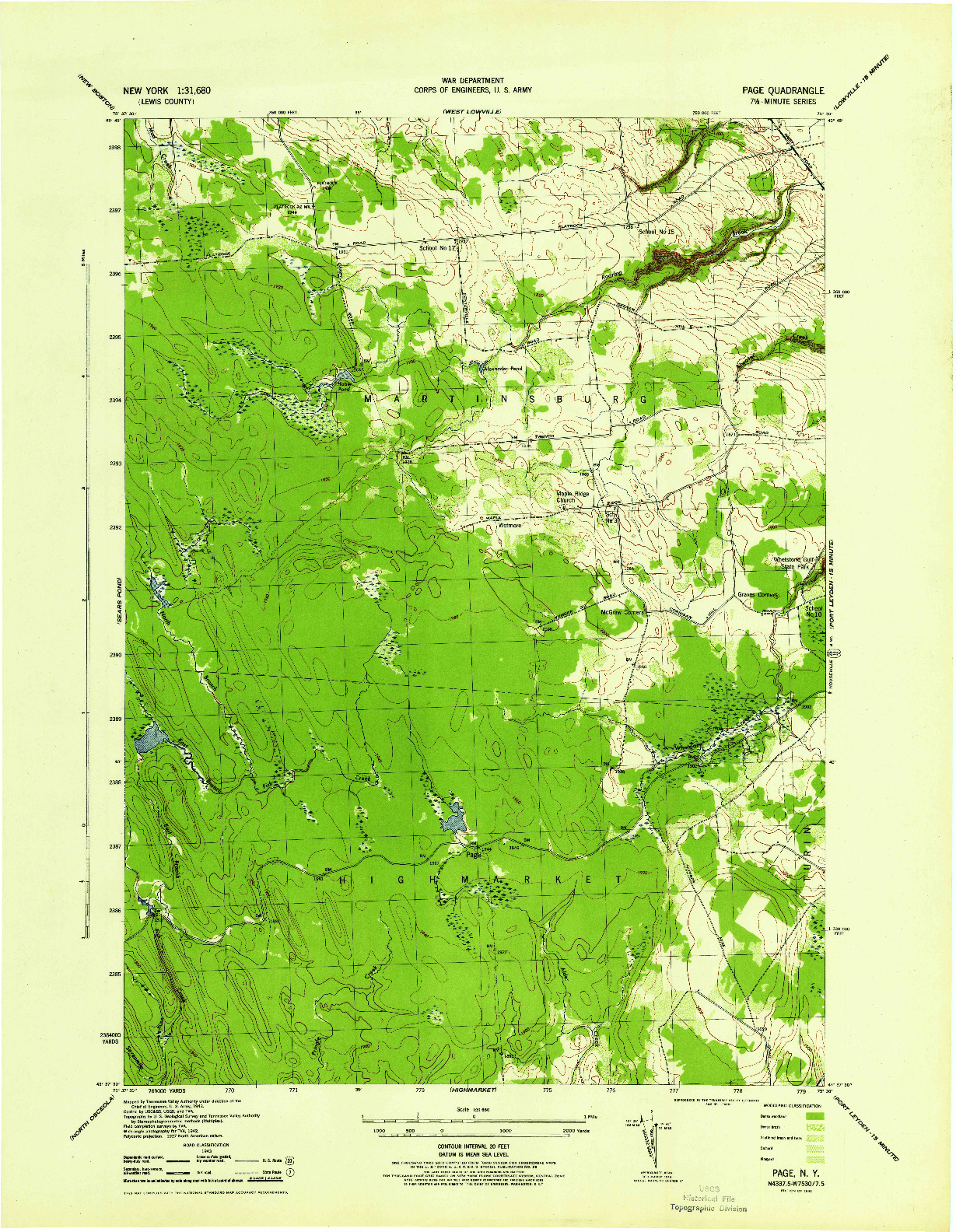 USGS 1:31680-SCALE QUADRANGLE FOR PAGE, NY 1944