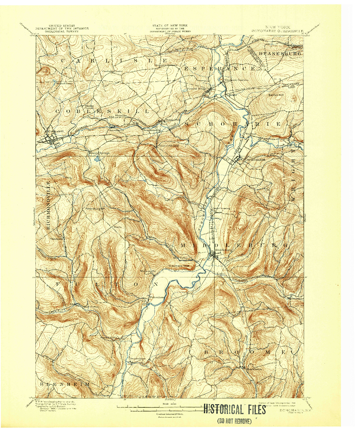 USGS 1:31680-SCALE QUADRANGLE FOR SCHOHARIE, NY 1900