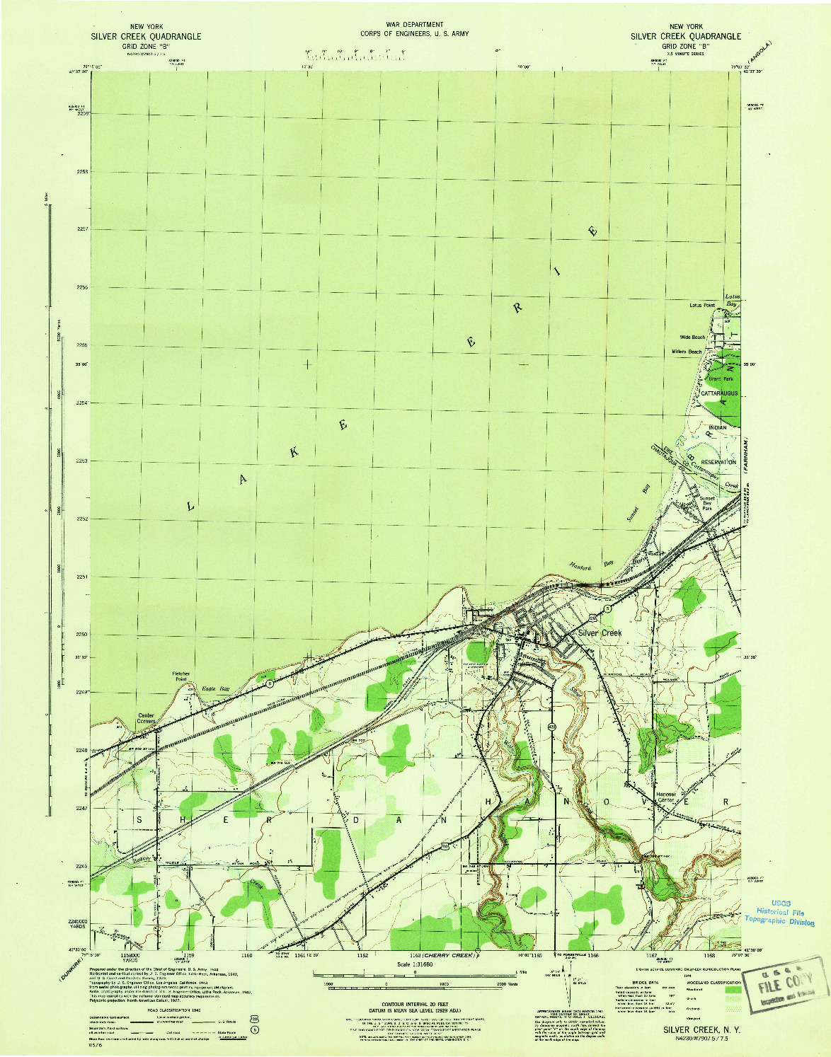 USGS 1:31680-SCALE QUADRANGLE FOR SILVER CREEK, NY 1944