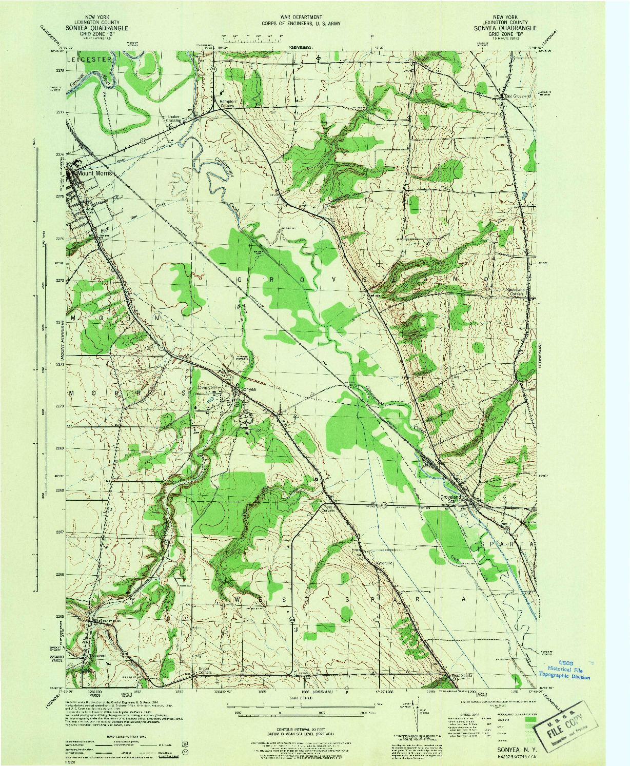 USGS 1:31680-SCALE QUADRANGLE FOR SONYEA, NY 1944