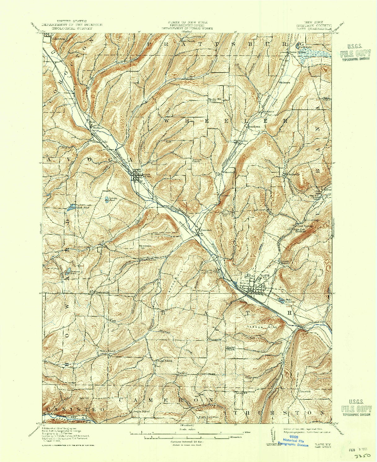 USGS 1:62500-SCALE QUADRANGLE FOR BATH, NY 1910