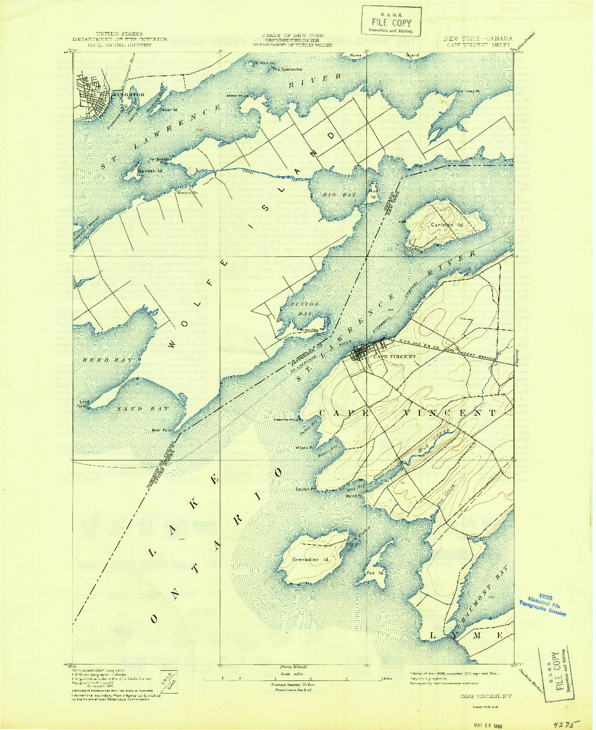 USGS 1:62500-SCALE QUADRANGLE FOR CAPE VINCENT, NY 1944