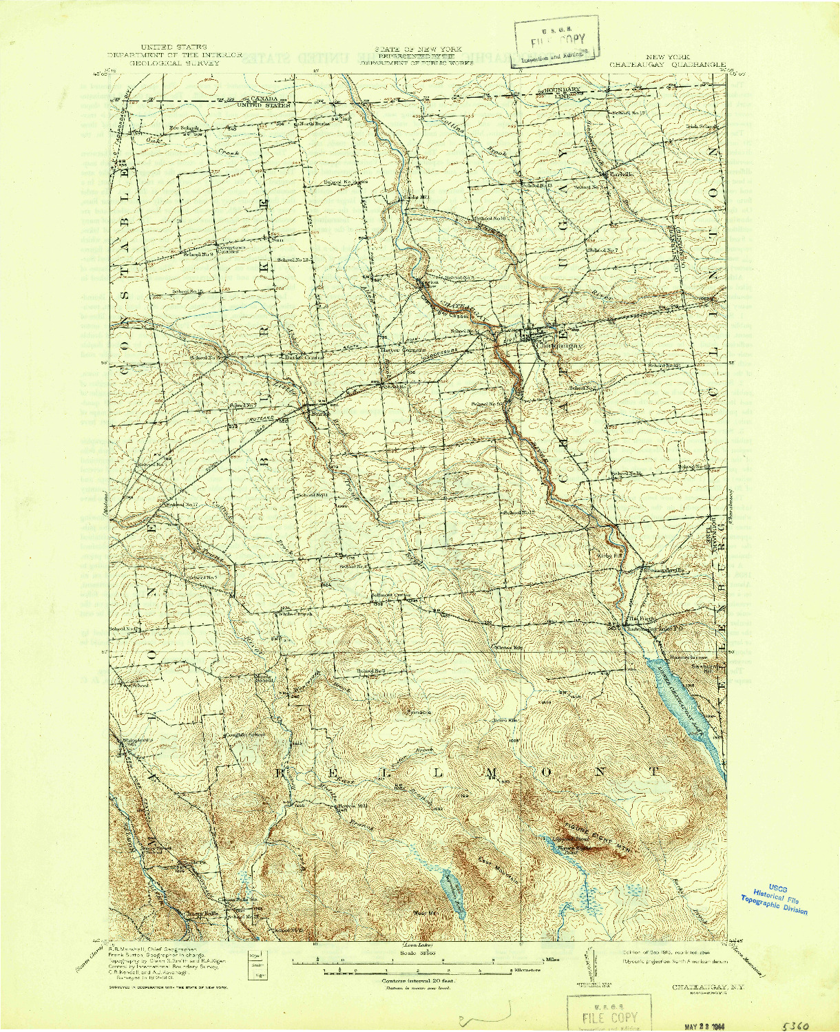 USGS 1:62500-SCALE QUADRANGLE FOR CHATEAUGAY, NY 1915