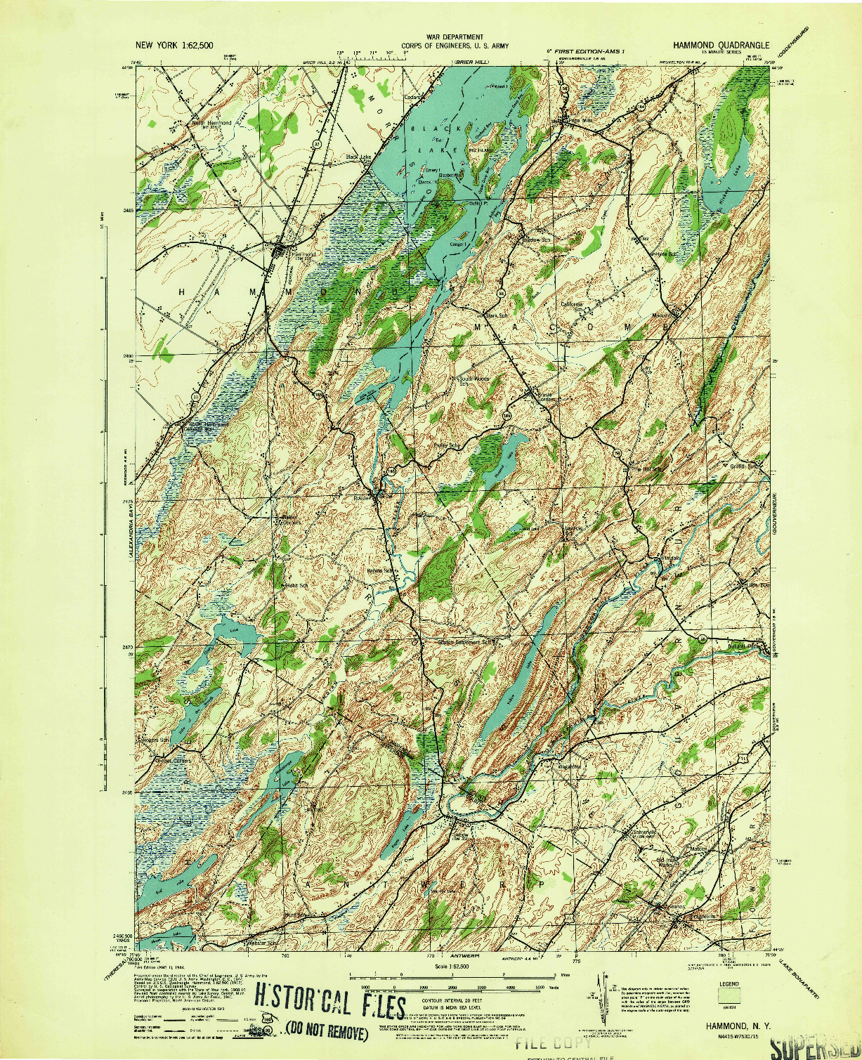 USGS 1:62500-SCALE QUADRANGLE FOR HAMMOND, NY 1944