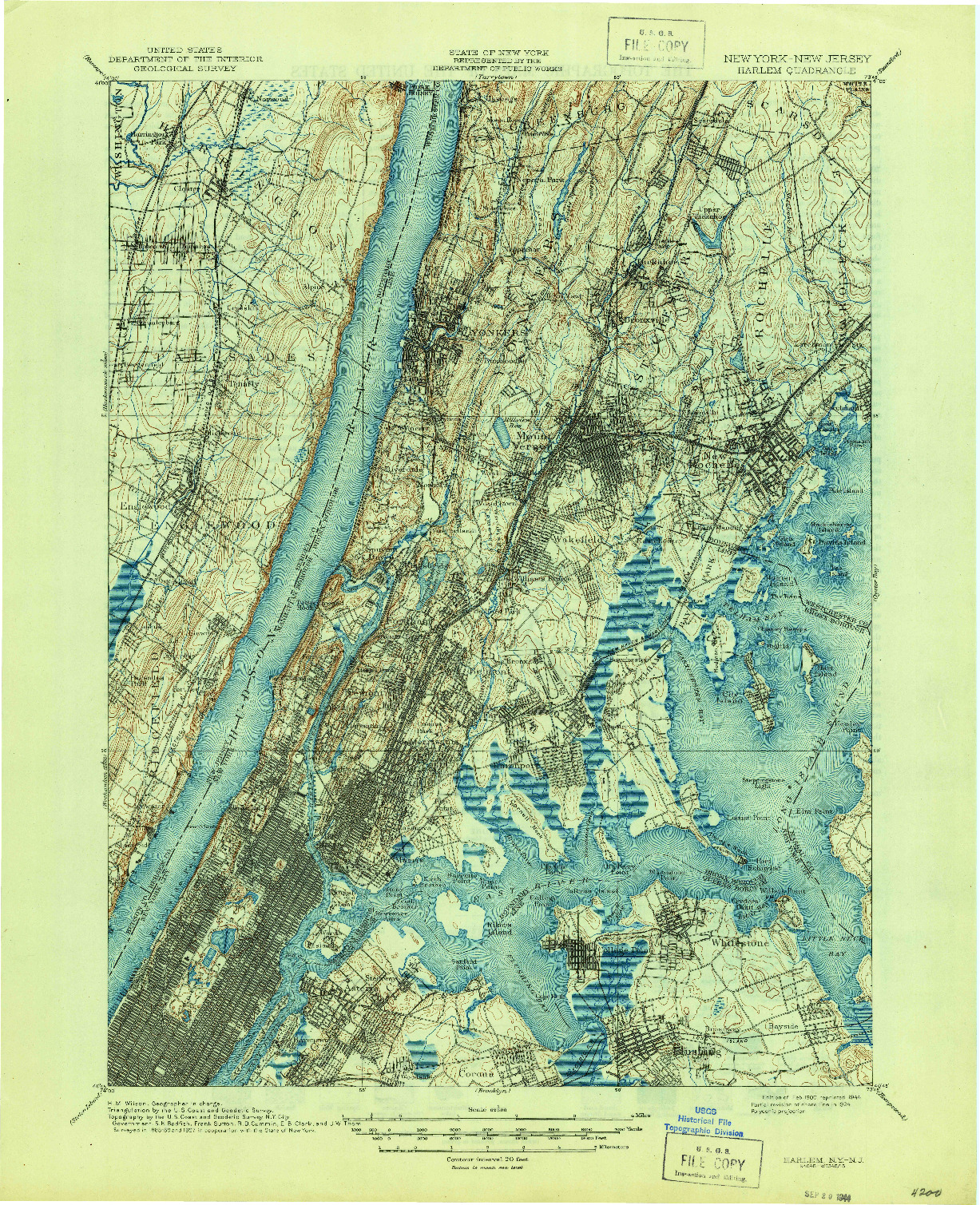 USGS 1:62500-SCALE QUADRANGLE FOR HARLEM, NY 1900