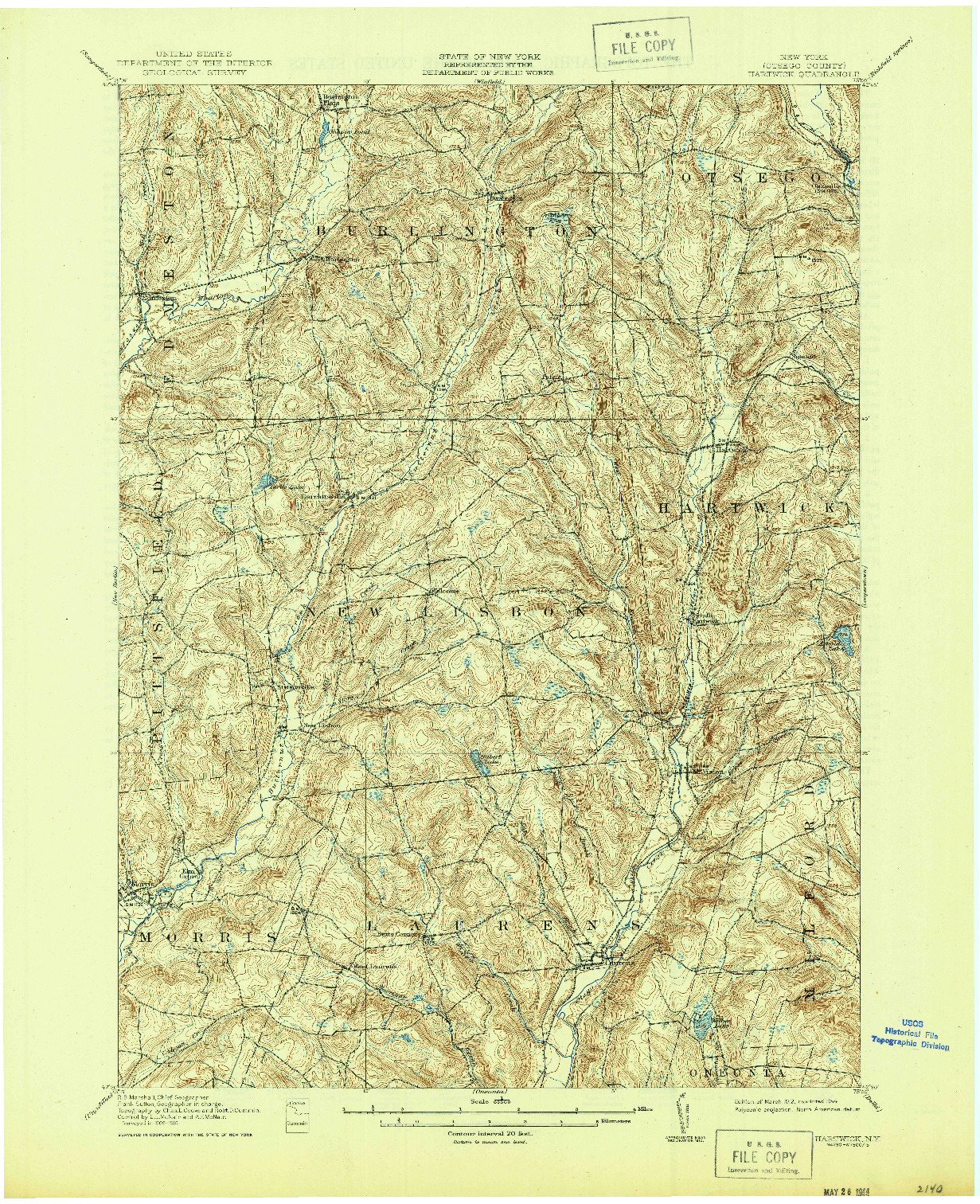 USGS 1:62500-SCALE QUADRANGLE FOR HARTWICK, NY 1912