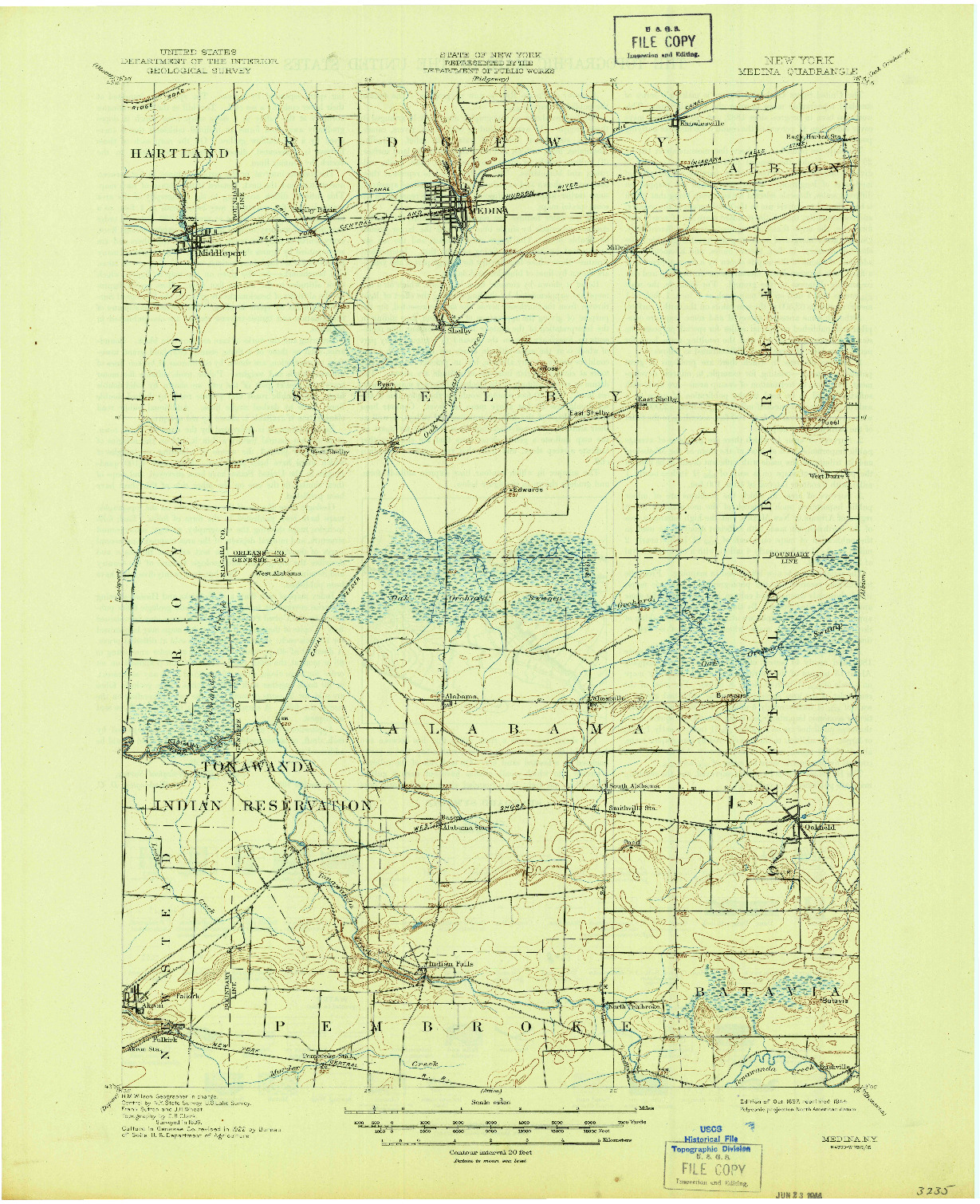 USGS 1:62500-SCALE QUADRANGLE FOR MEDINA, NY 1897