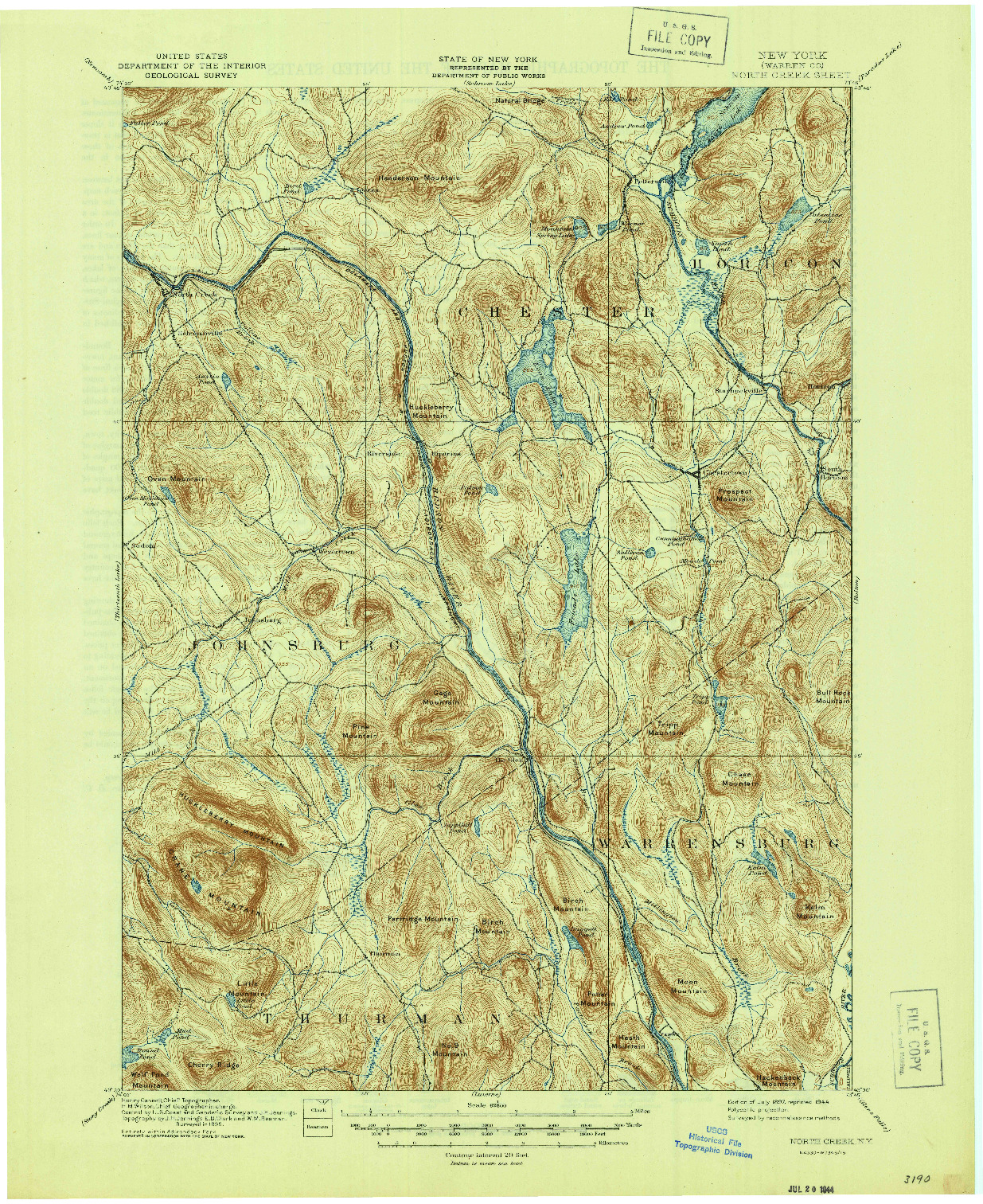 USGS 1:62500-SCALE QUADRANGLE FOR NORTH CREEK, NY 1897