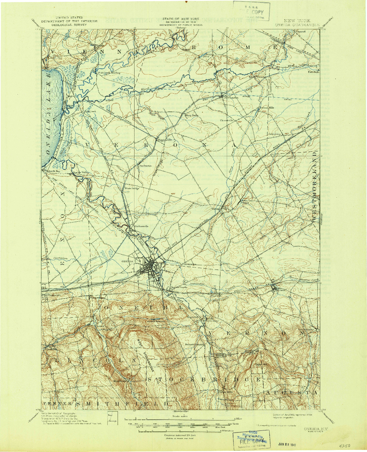 USGS 1:62500-SCALE QUADRANGLE FOR ONEIDA, NY 1902