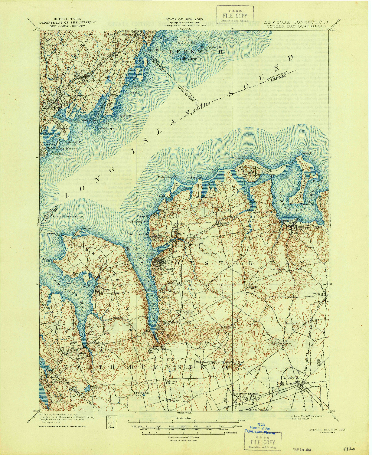 USGS 1:62500-SCALE QUADRANGLE FOR OYSTER BAY, NY 1900