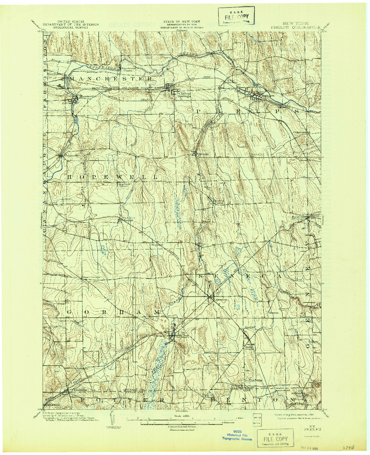 USGS 1:62500-SCALE QUADRANGLE FOR PHELPS, NY 1902