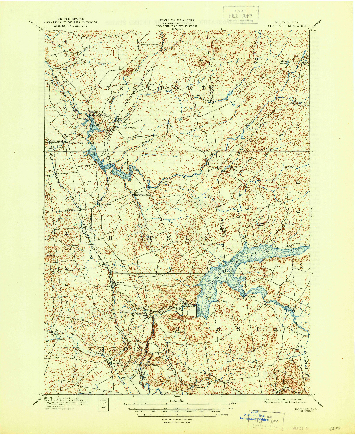 USGS 1:62500-SCALE QUADRANGLE FOR REMSEN, NY 1900