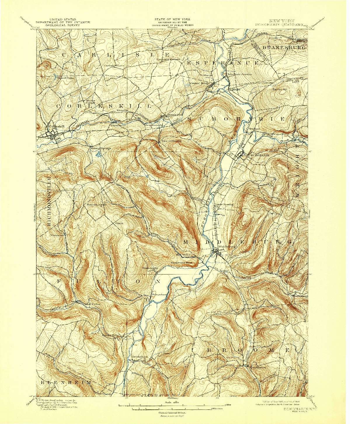 USGS 1:62500-SCALE QUADRANGLE FOR SCHOHARIE, NY 1900