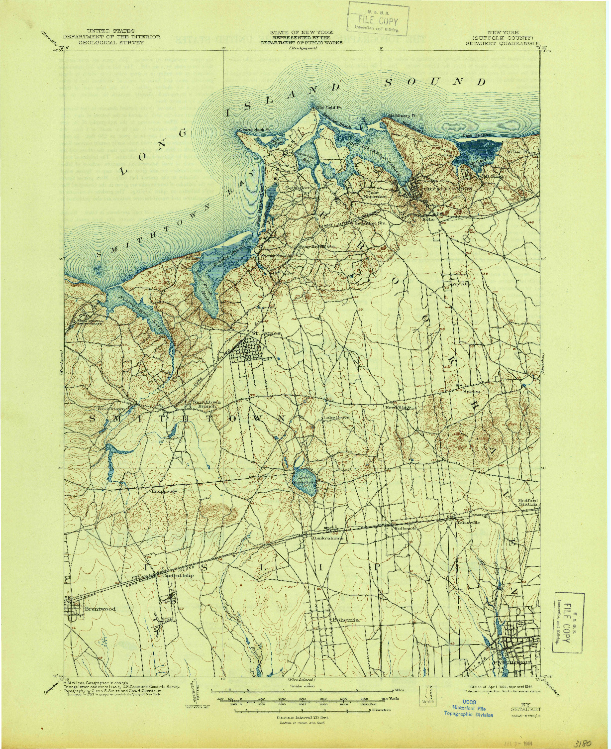 USGS 1:62500-SCALE QUADRANGLE FOR SETAUKET, NY 1904