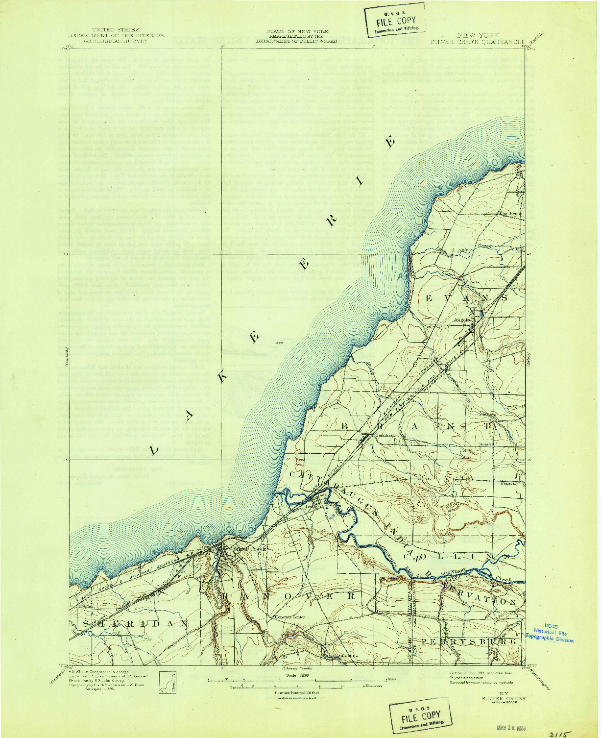 USGS 1:62500-SCALE QUADRANGLE FOR SILVER CREEK, NY 1899