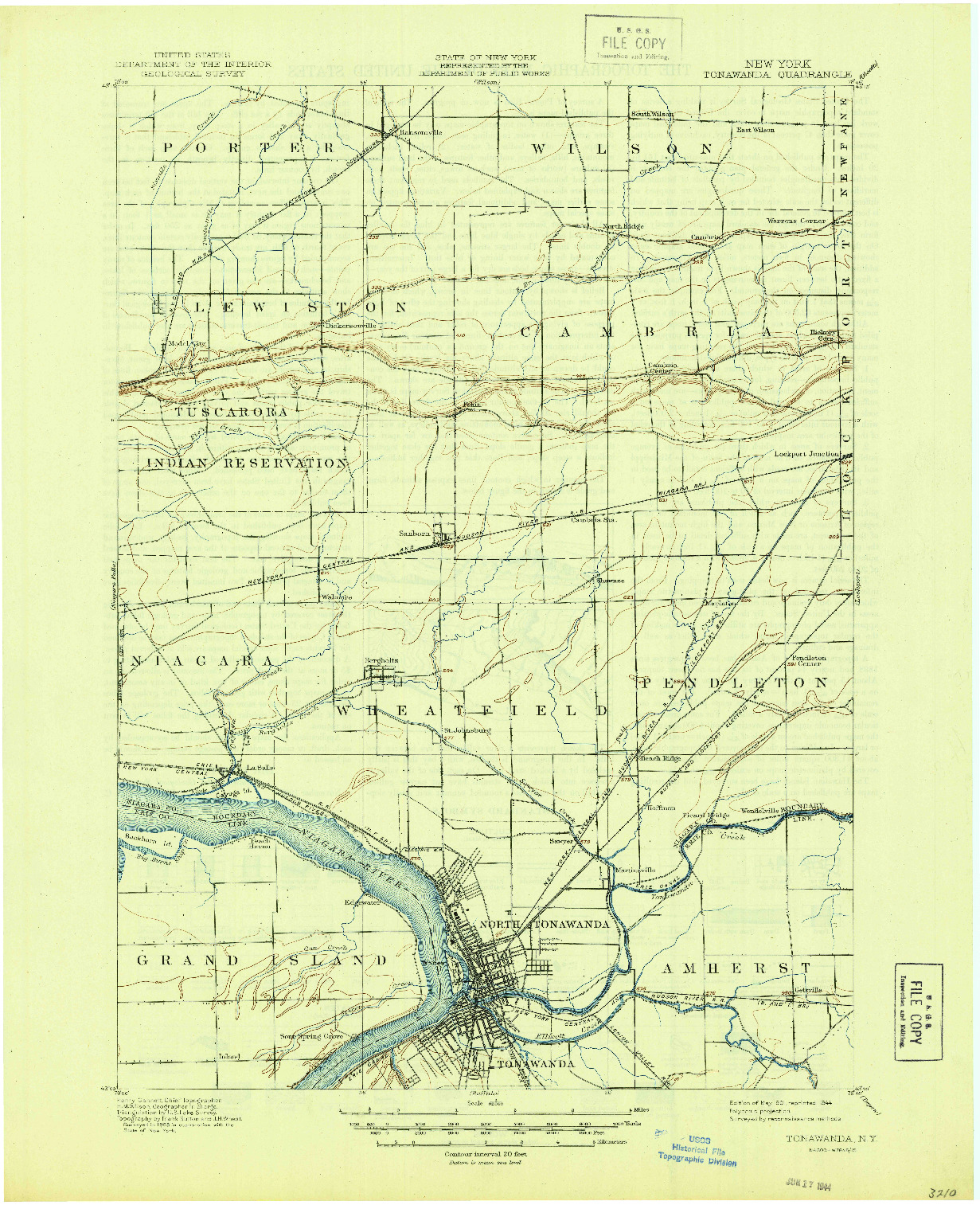 USGS 1:62500-SCALE QUADRANGLE FOR TONAWANDA, NY 1901