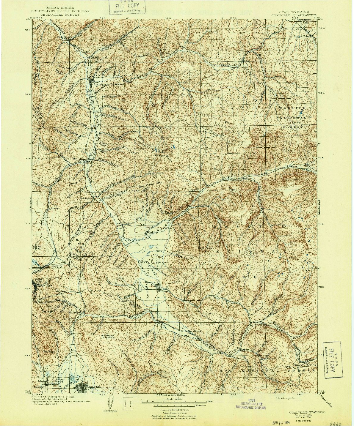 USGS 1:125000-SCALE QUADRANGLE FOR COALVILLE, UT 1903
