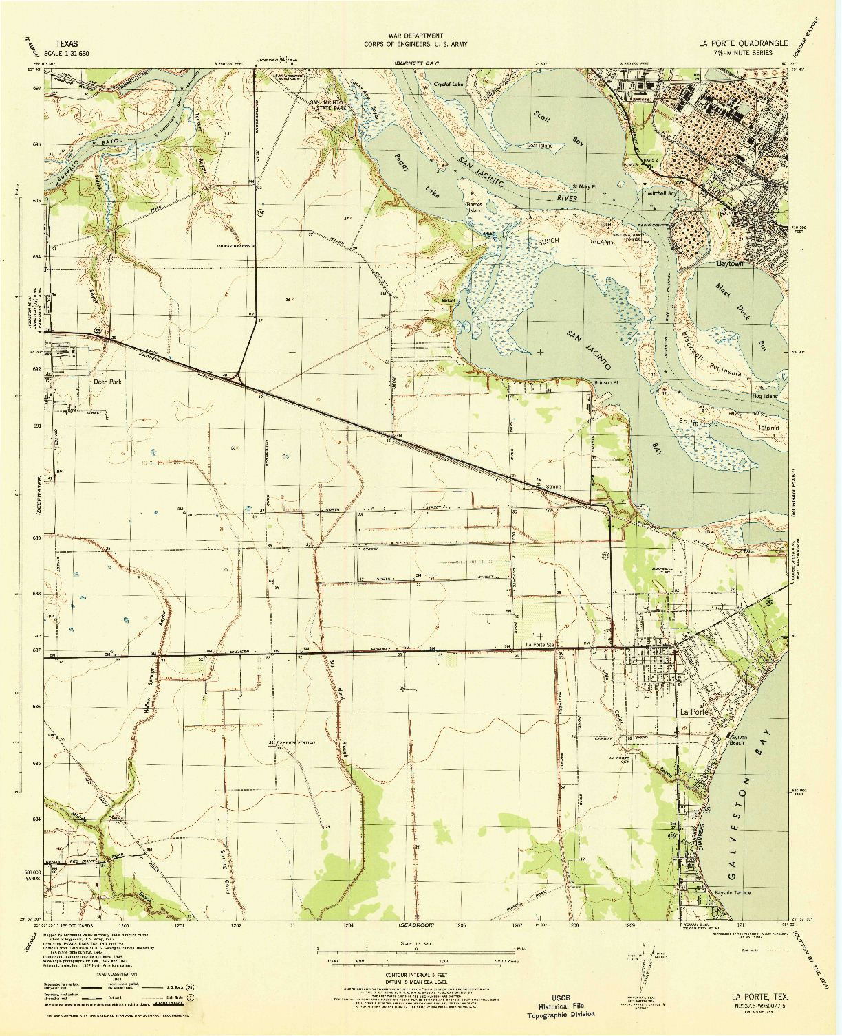 USGS 1:31680-SCALE QUADRANGLE FOR LA PORTE, TX 1944