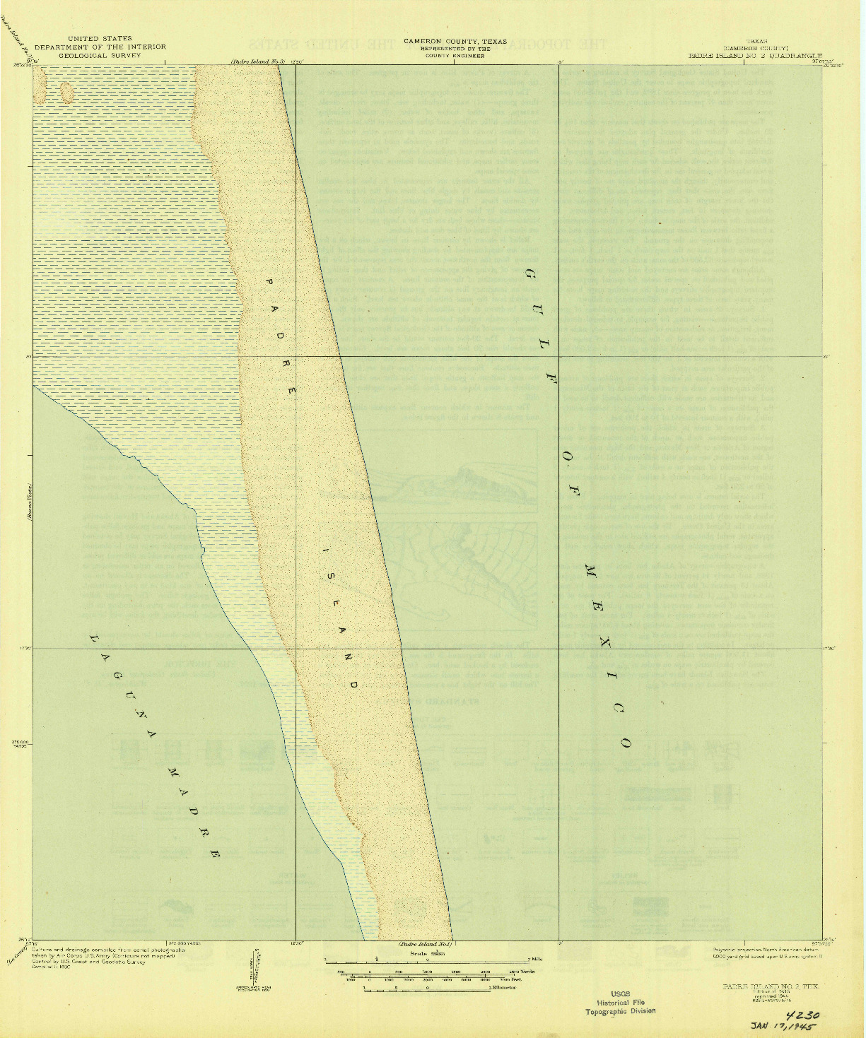 USGS 1:31680-SCALE QUADRANGLE FOR PADRE ISLAND NO. 2, TX 1935