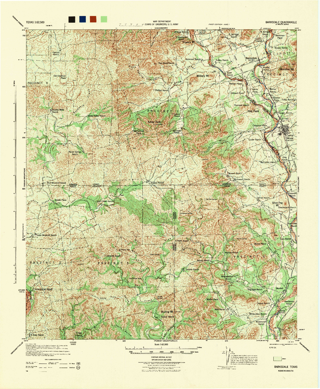 USGS 1:62500-SCALE QUADRANGLE FOR BARKSDALE, TX 1944
