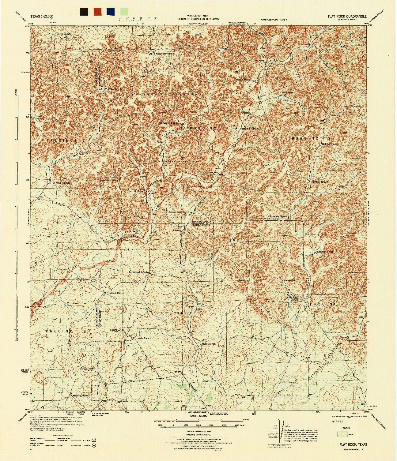 USGS 1:62500-SCALE QUADRANGLE FOR FLAT ROCK, TX 1944