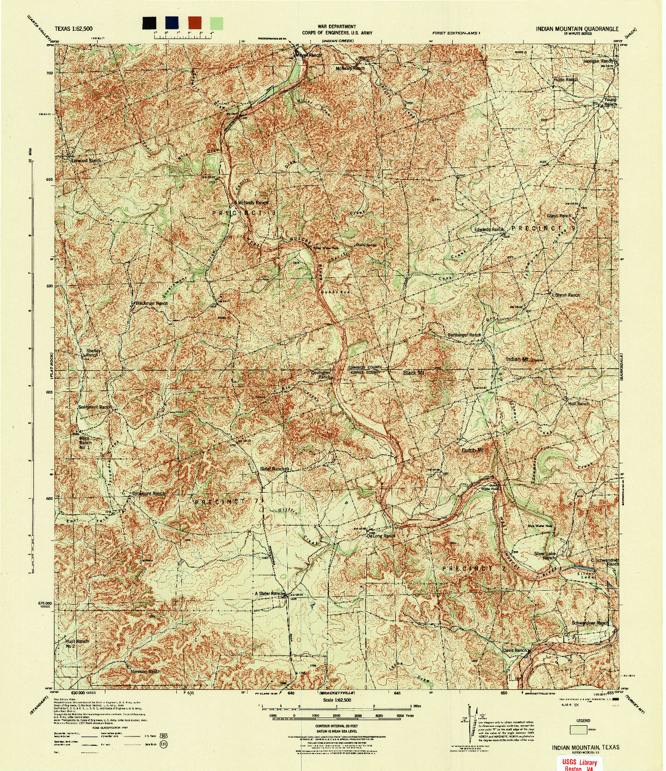 USGS 1:62500-SCALE QUADRANGLE FOR INDIAN MOUNTAIN, TX 1944