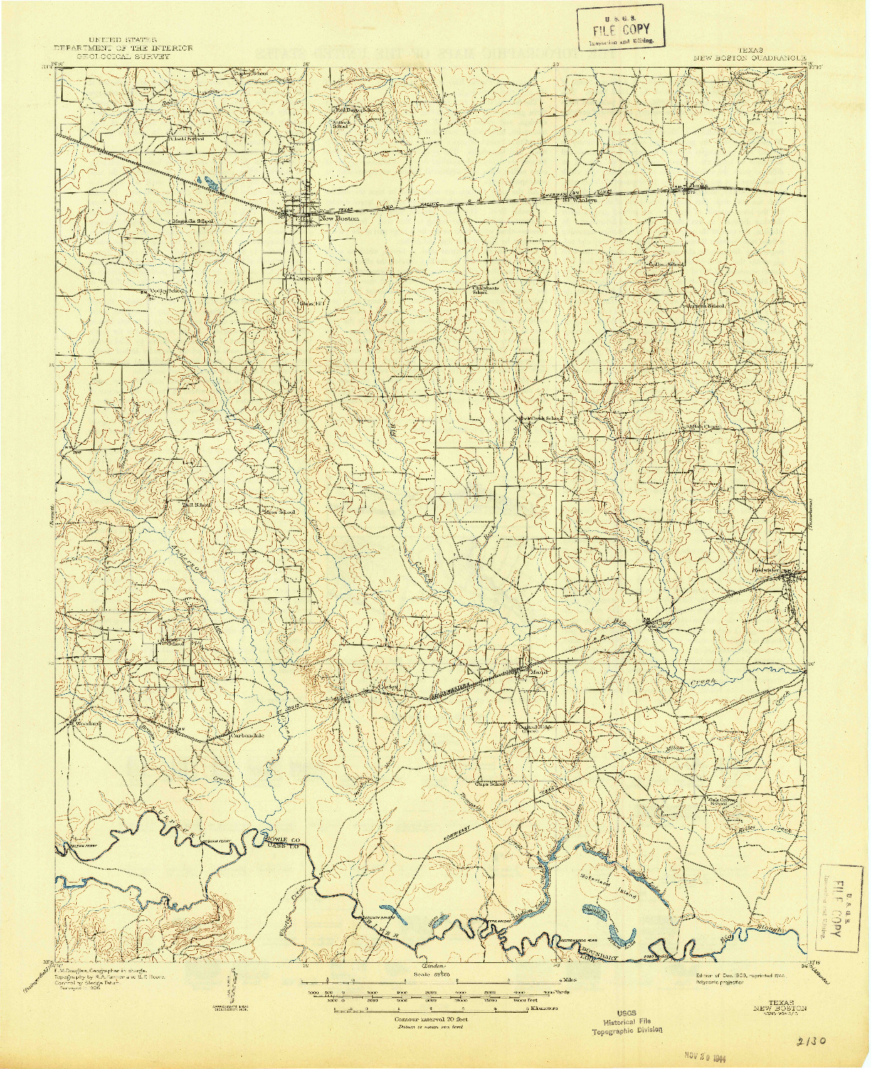 USGS 1:62500-SCALE QUADRANGLE FOR NEW BOSTON, TX 1909
