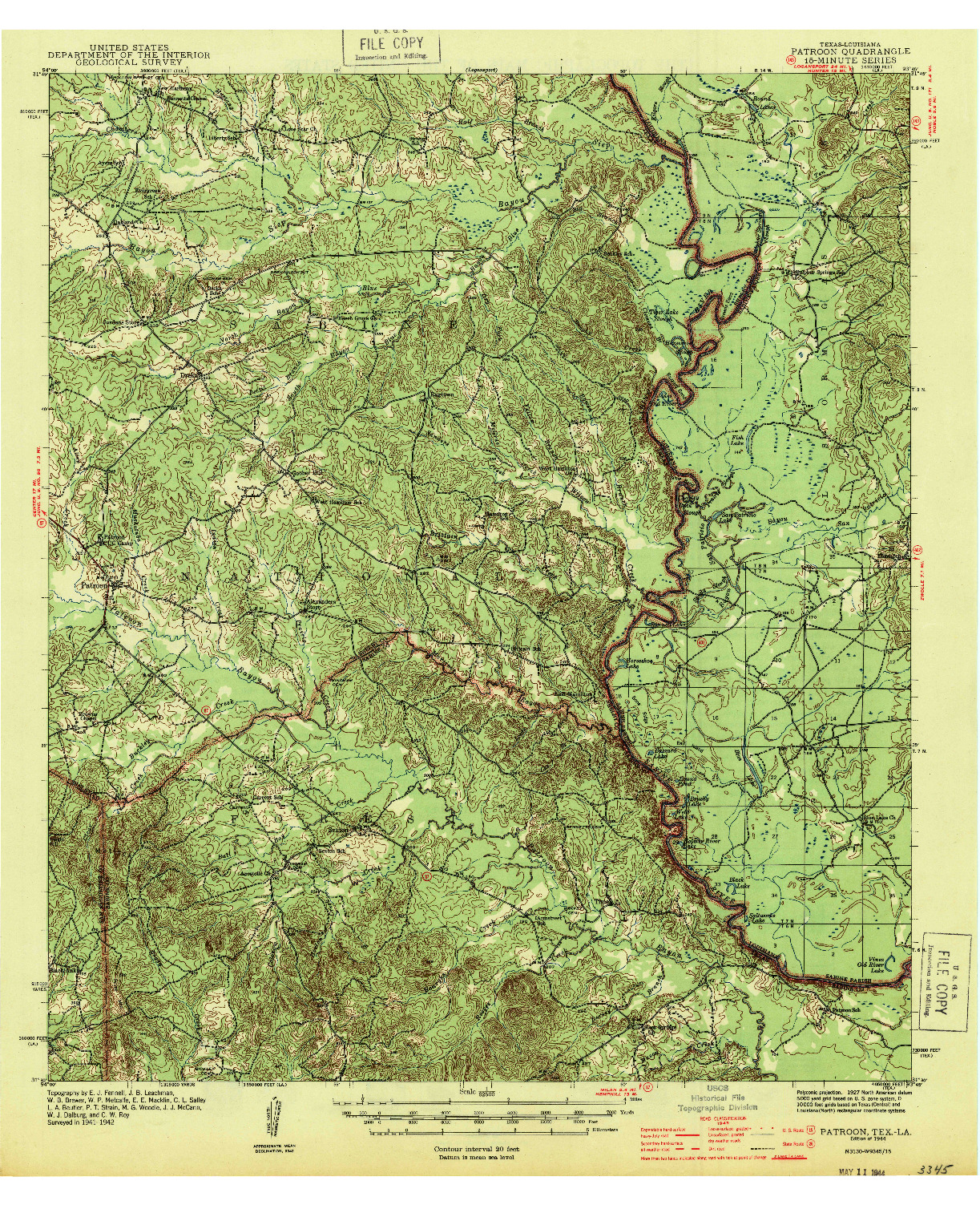 USGS 1:62500-SCALE QUADRANGLE FOR PATROON, TX 1944