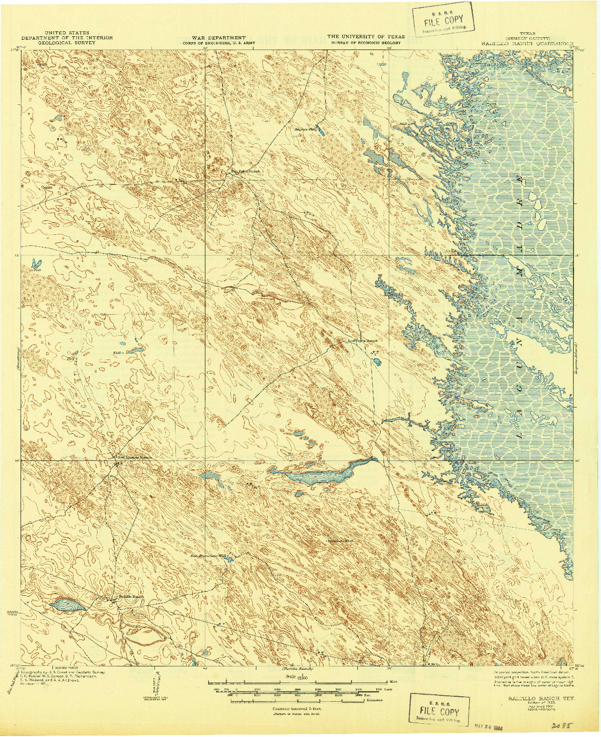 USGS 1:62500-SCALE QUADRANGLE FOR SALTILLO RANCH, TX 1923