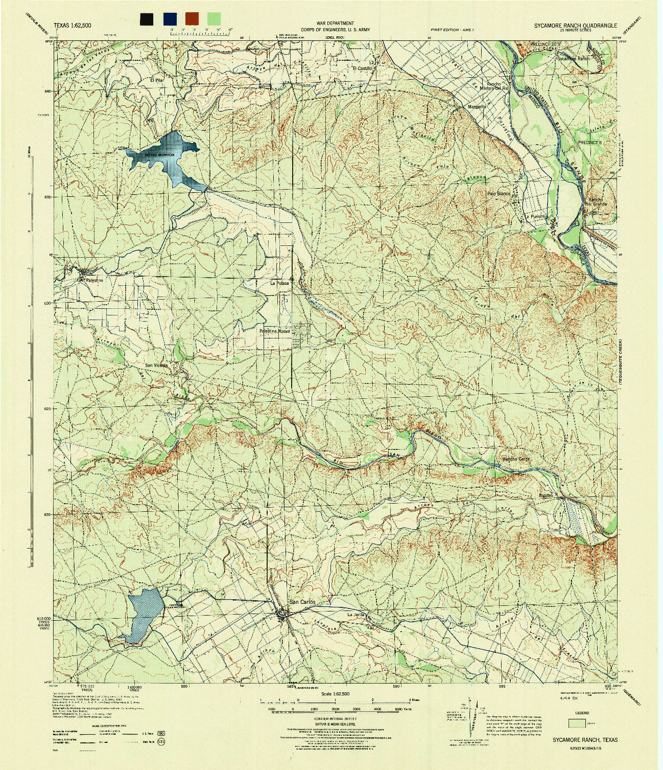 USGS 1:62500-SCALE QUADRANGLE FOR SYCAMORE RANCH, TX 1944