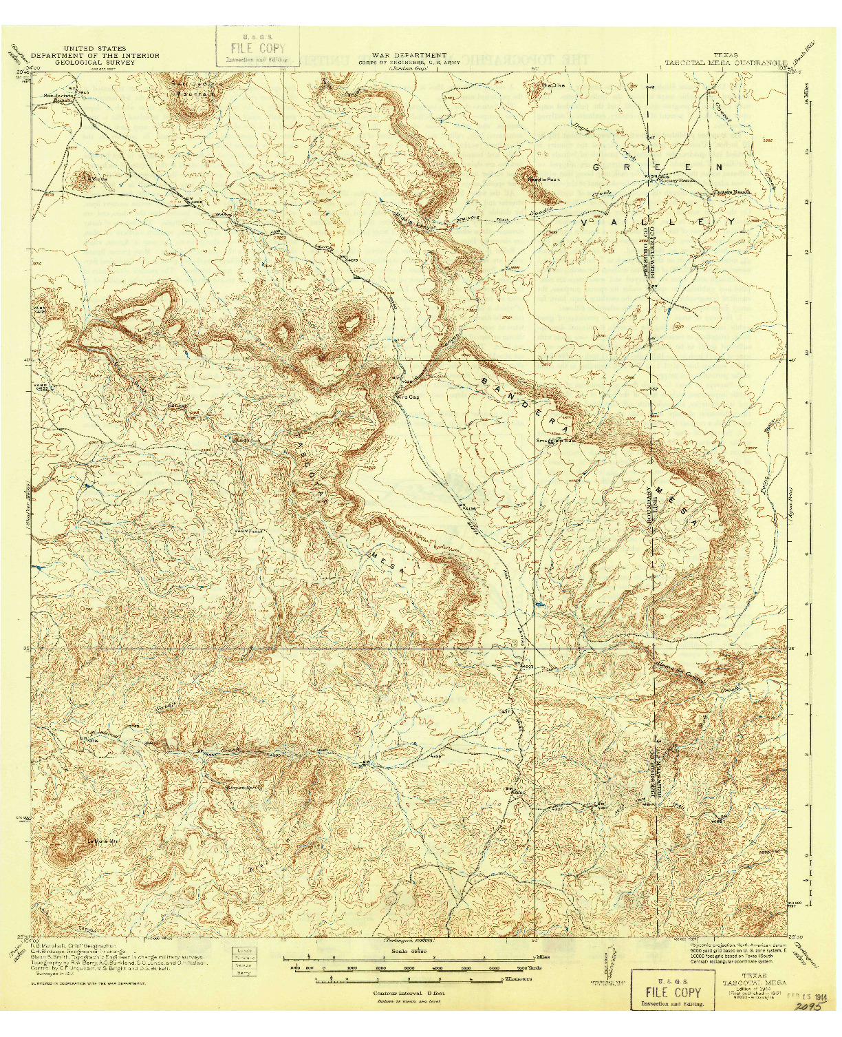 USGS 1:62500-SCALE QUADRANGLE FOR TASCOTAL MESA, TX 1944