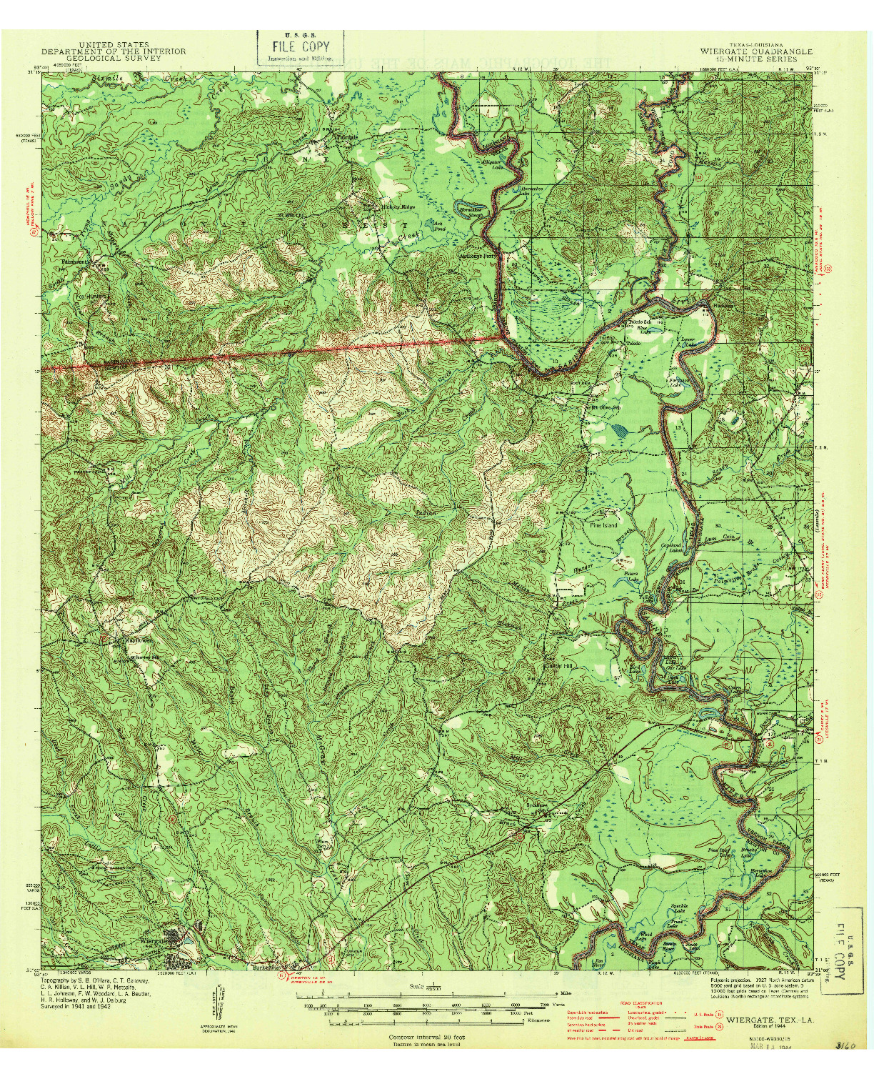 USGS 1:62500-SCALE QUADRANGLE FOR WIERGATE, TX 1944