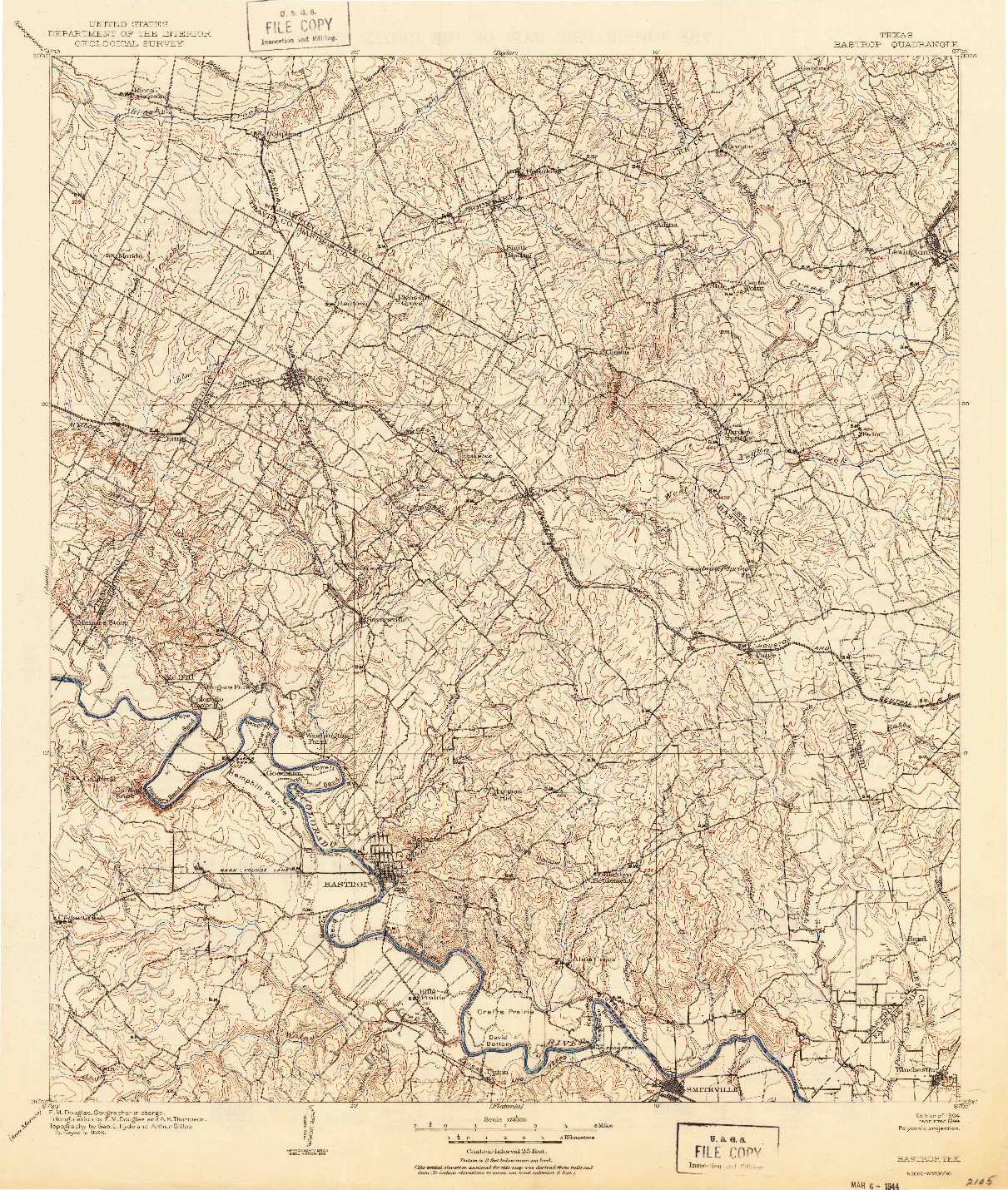 USGS 1:125000-SCALE QUADRANGLE FOR BASTROP, TX 1904