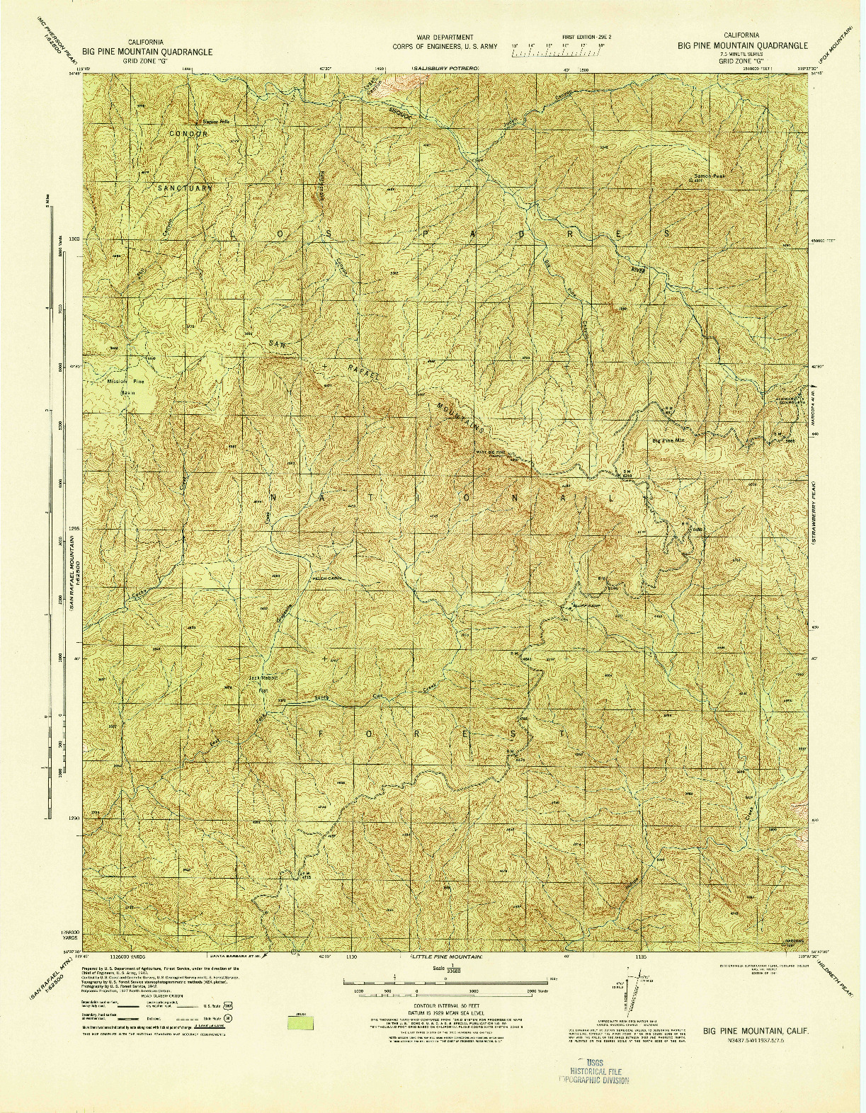 USGS 1:31680-SCALE QUADRANGLE FOR BIG PINE MTN, CA 1944