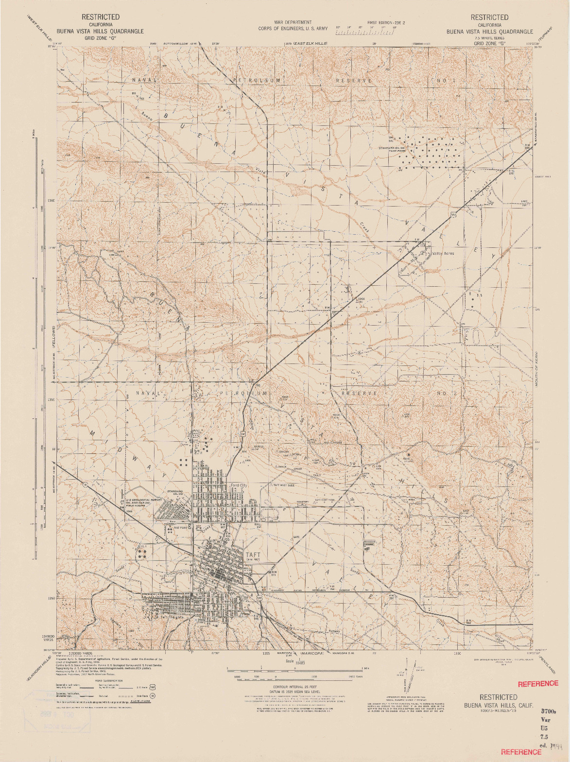 USGS 1:31680-SCALE QUADRANGLE FOR BUENA VISTA HILLS, CA 1944