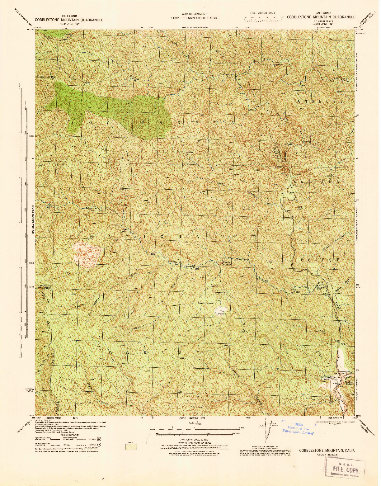 USGS 1:31680-SCALE QUADRANGLE FOR COBBLESTONE MOUNTAIN, CA 1944