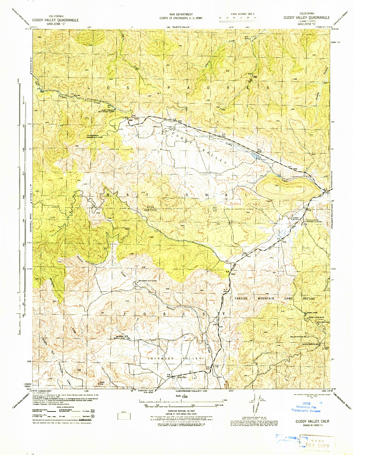 USGS 1:31680-SCALE QUADRANGLE FOR CUDDY VALLEY, CA 1944