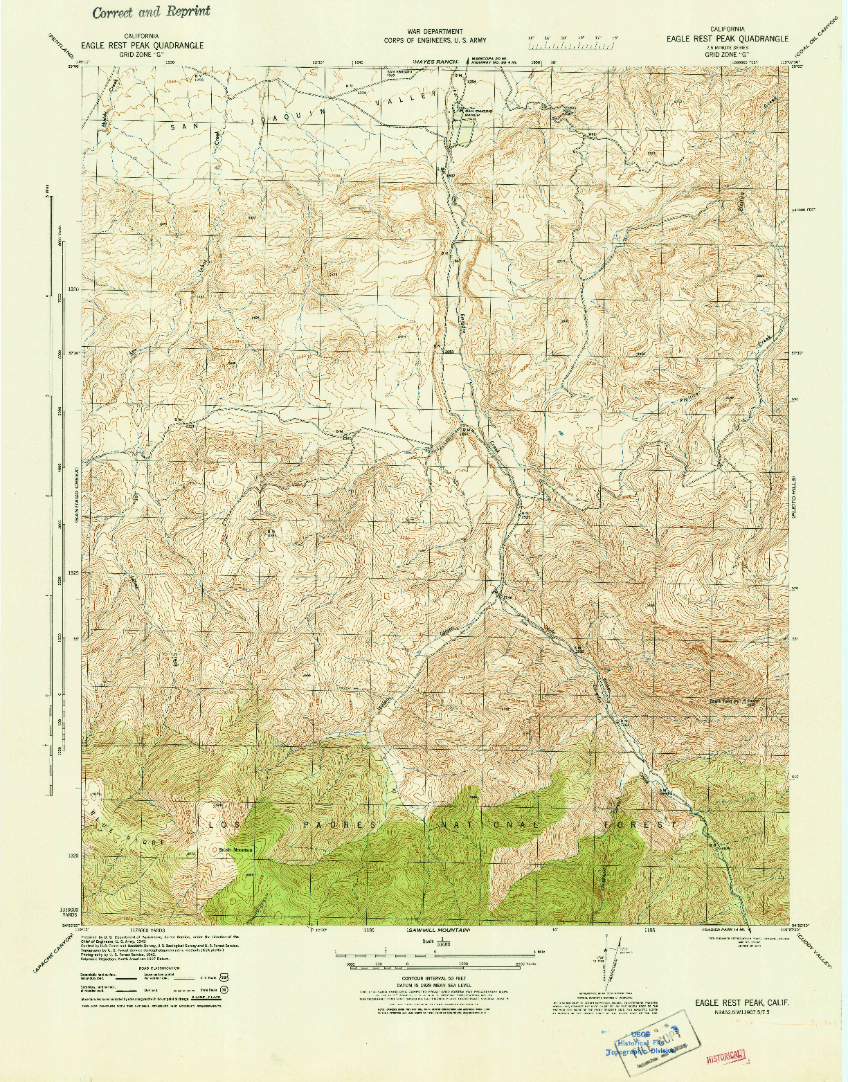 USGS 1:31680-SCALE QUADRANGLE FOR EAGLE REST PEAK, CA 1944