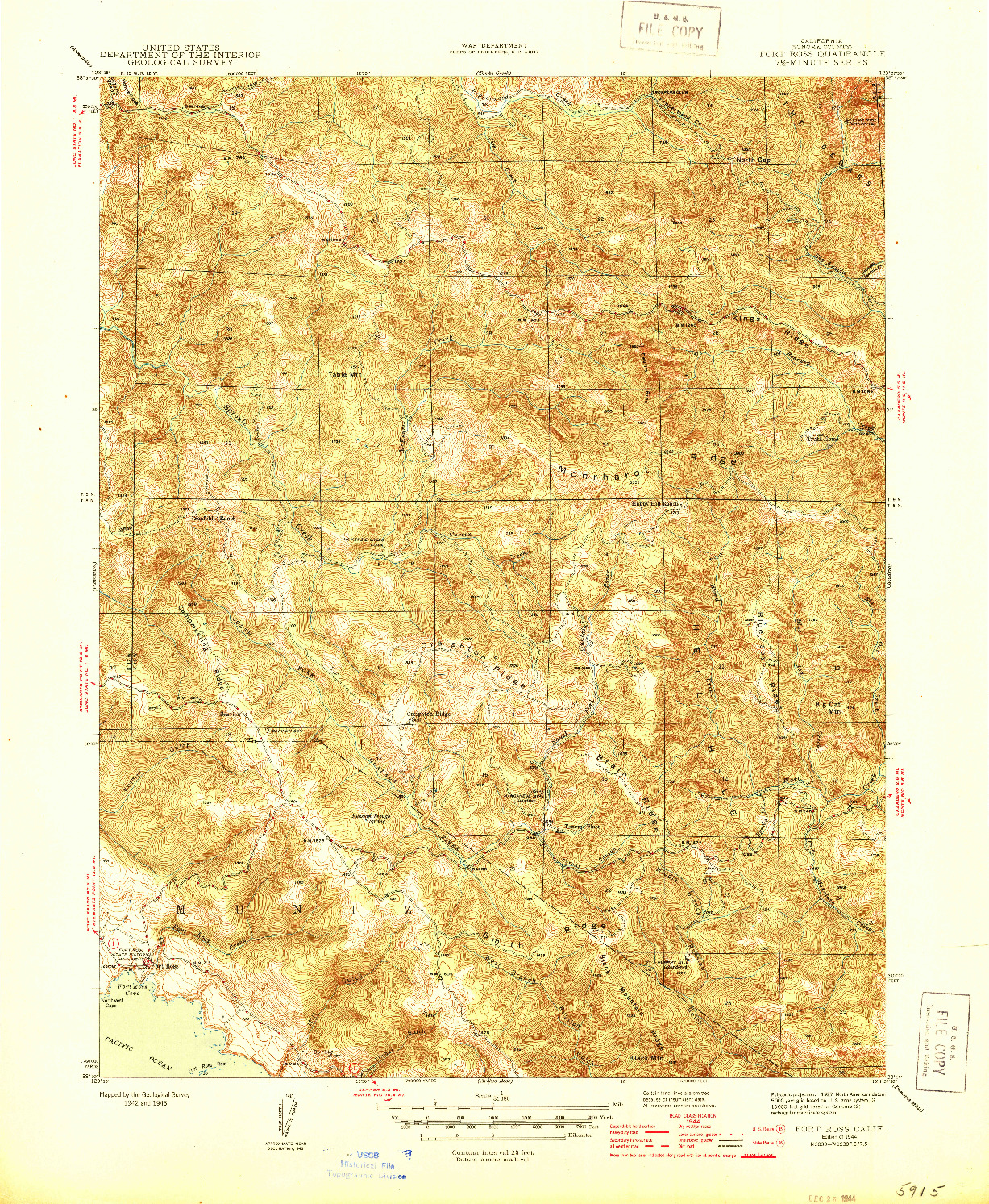 USGS 1:31680-SCALE QUADRANGLE FOR FORT ROSS, CA 1944