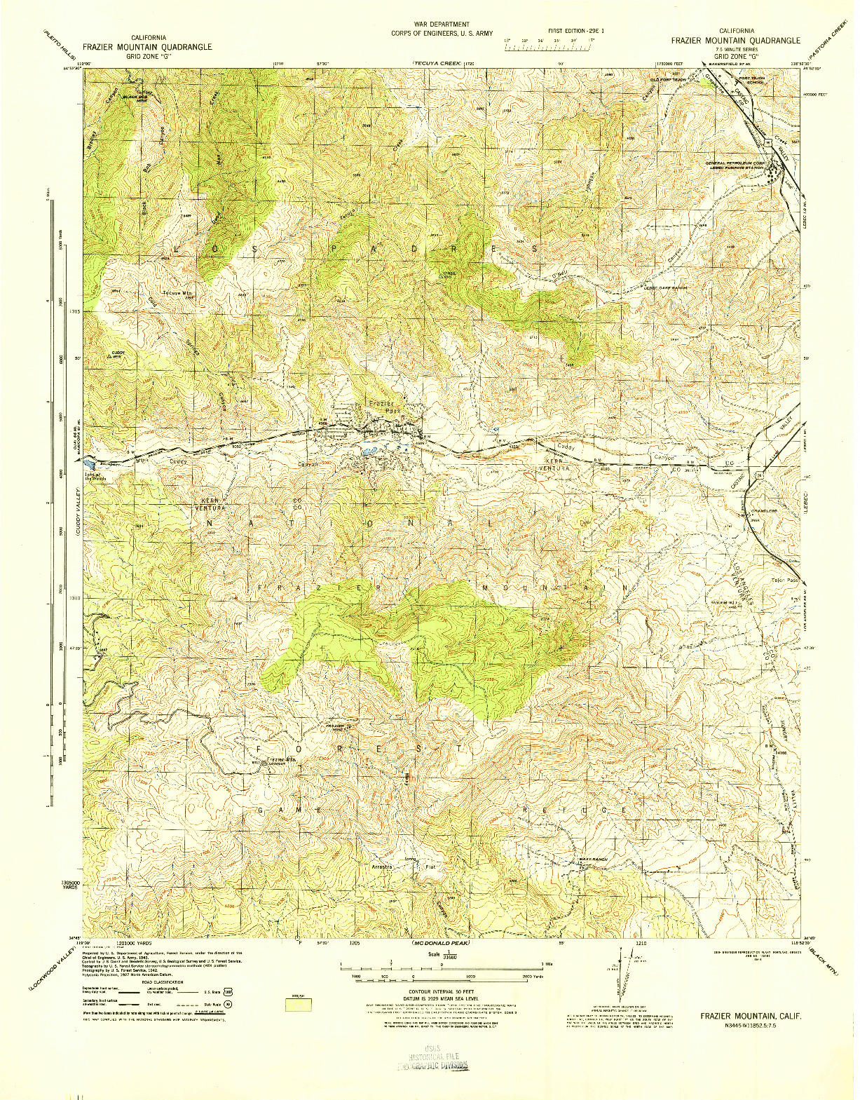 USGS 1:31680-SCALE QUADRANGLE FOR FRAZIER MOUNTAIN, CA 1944