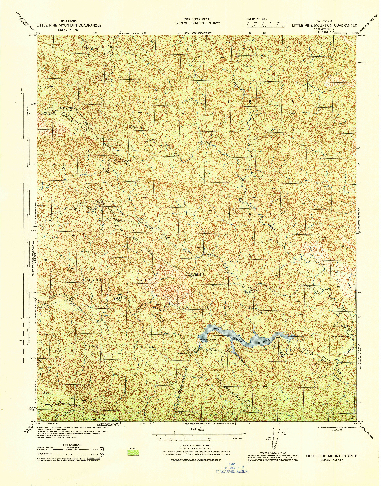 USGS 1:31680-SCALE QUADRANGLE FOR LITTLE PINE MOUNTAIN, CA 1944