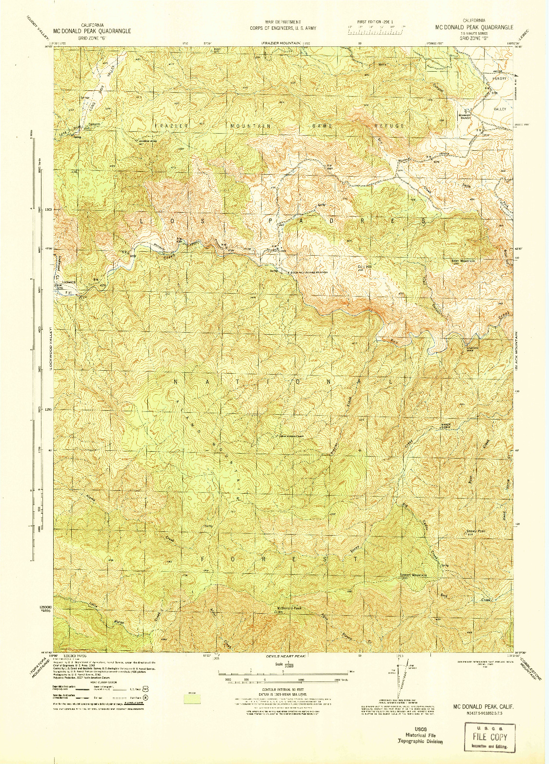 USGS 1:31680-SCALE QUADRANGLE FOR MCDONALD PEAK, CA 1944