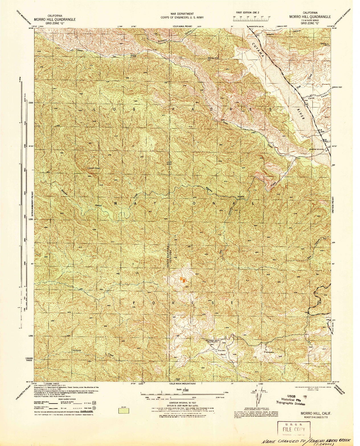USGS 1:31680-SCALE QUADRANGLE FOR MORRO HILL, CA 1944