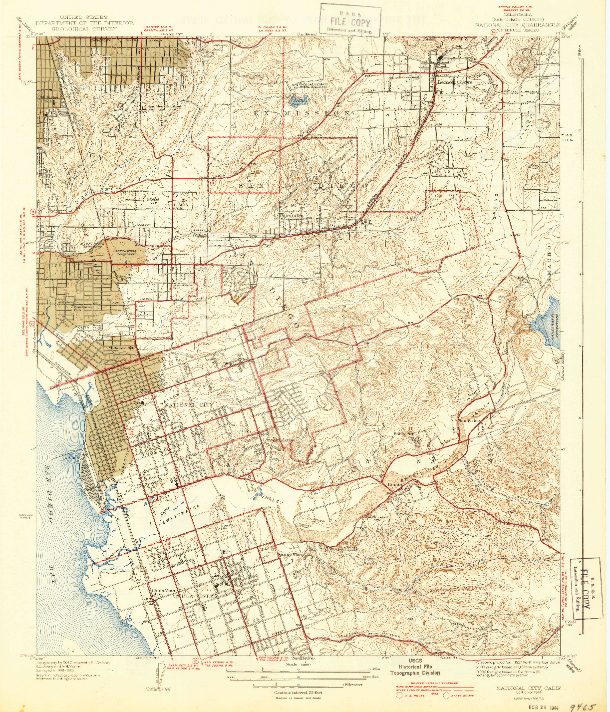USGS 1:31680-SCALE QUADRANGLE FOR NATIONAL CITY, CA 1944