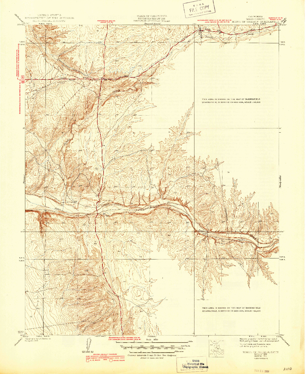 USGS 1:31680-SCALE QUADRANGLE FOR NORTH OF OILDALE, CA 1936