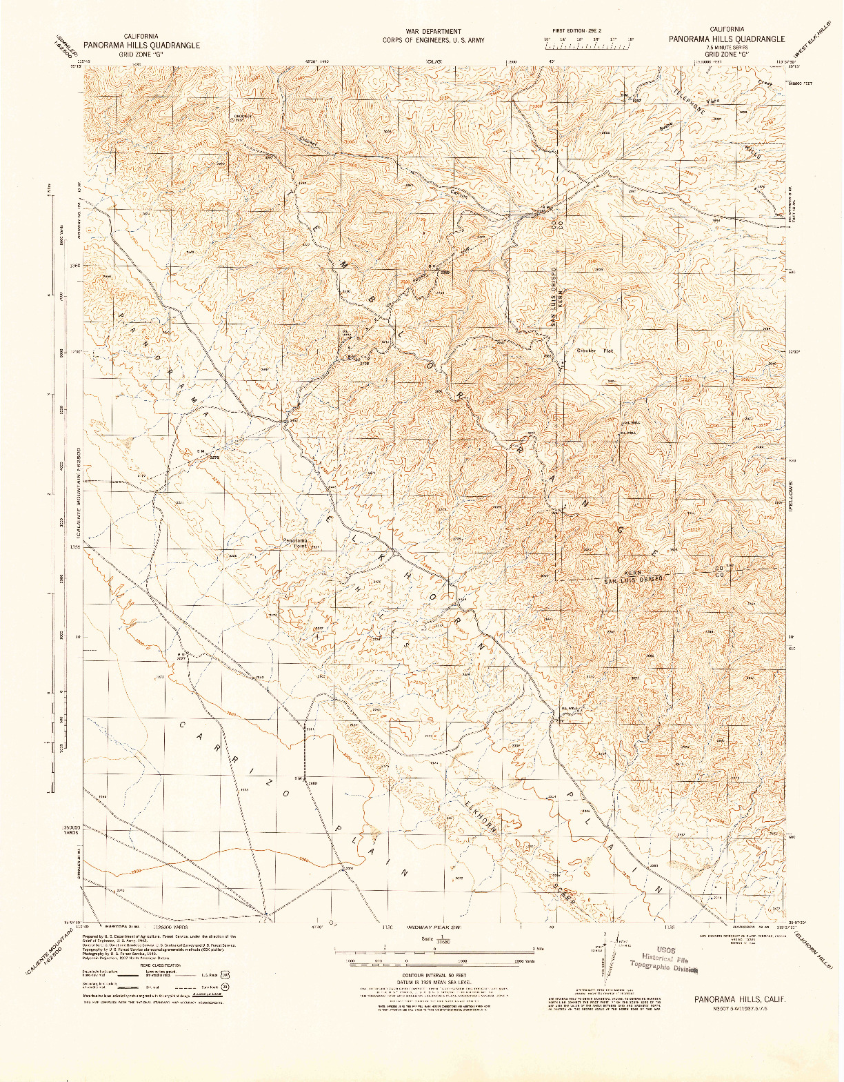 USGS 1:31680-SCALE QUADRANGLE FOR PANORAMA HILLS, CA 1944