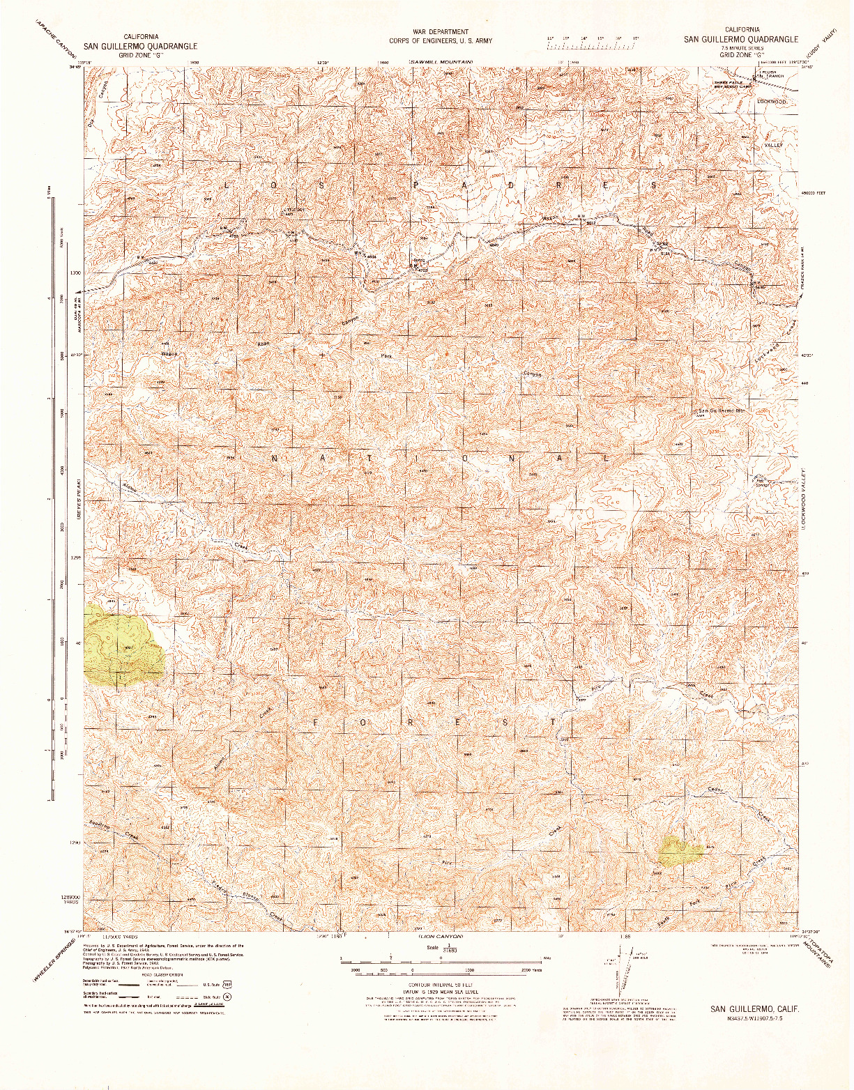 USGS 1:31680-SCALE QUADRANGLE FOR SAN GUILLERMO, CA 1944