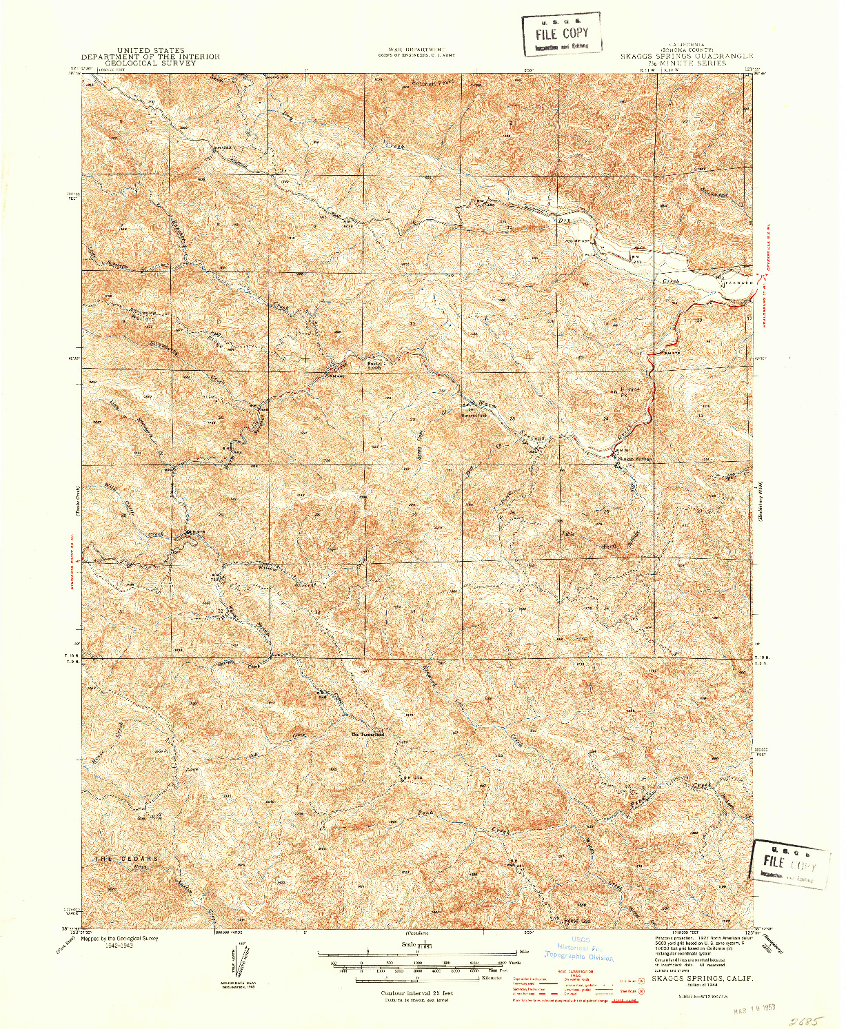 USGS 1:31680-SCALE QUADRANGLE FOR SKAGGS SPRINGS, CA 1944