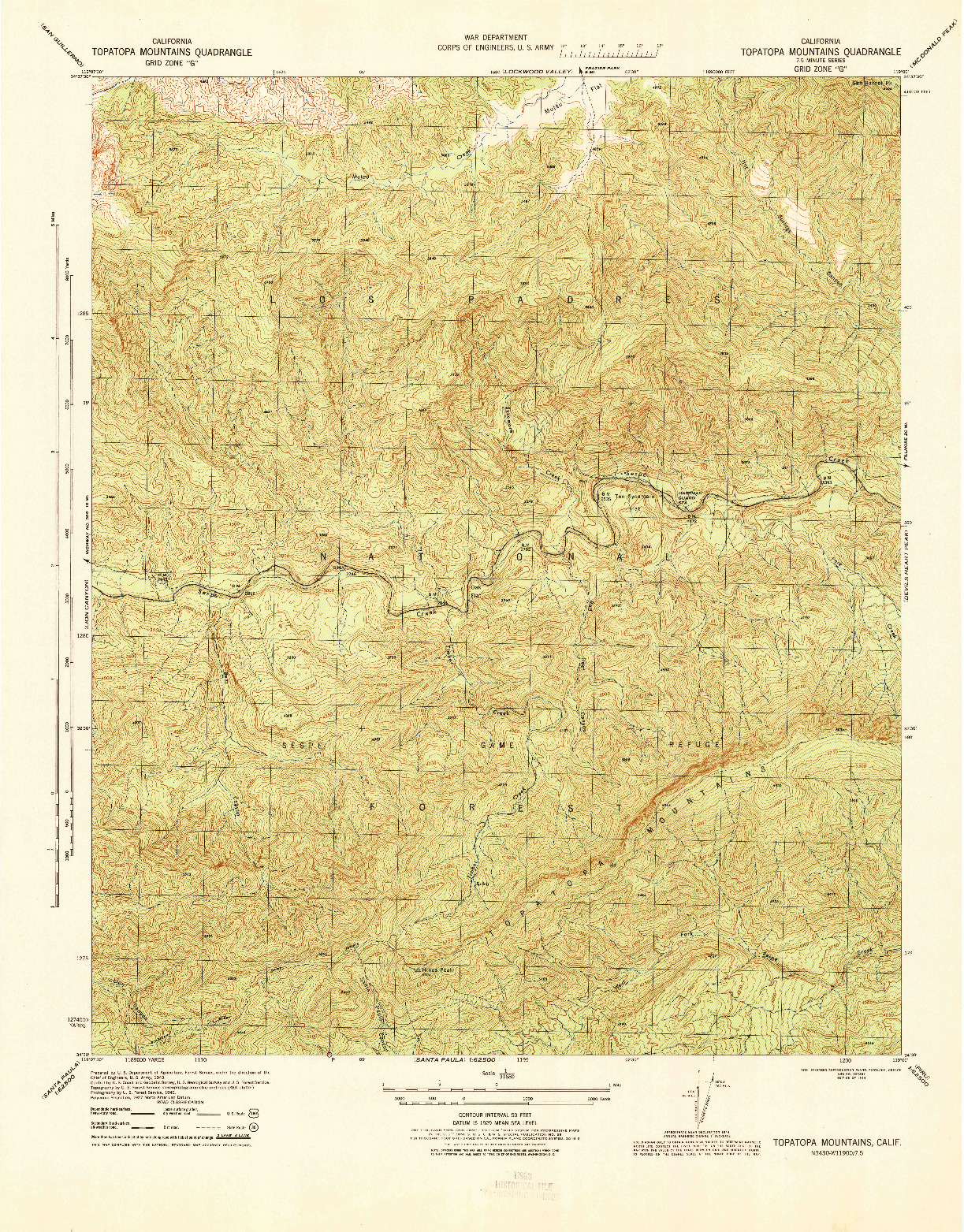 USGS 1:31680-SCALE QUADRANGLE FOR TOPATOPA MOUNTAINS, CA 1944